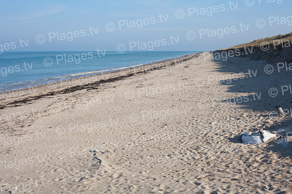 Vue droite de la plage nord de Blainville-sur-Mer