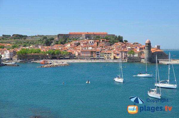 Vue de la plage de Boramar depuis le sud de Collioure