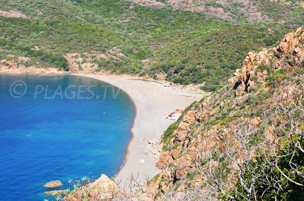 Bussaglia beach next to Porto in Corsica