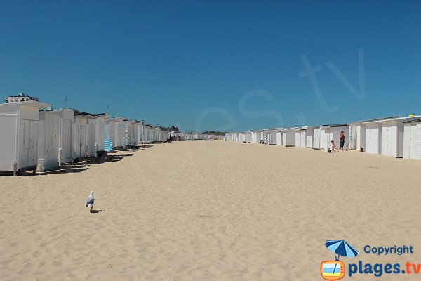 Allée de chalets sur la plage de Calais