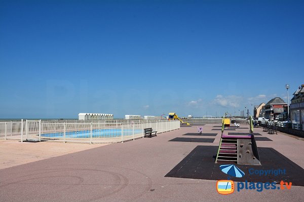 Playground and swimming pool on the seafront of Cayeux