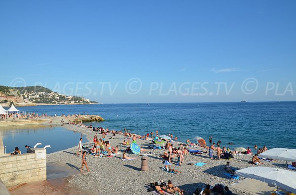 Paillon River and beach of Nice in France