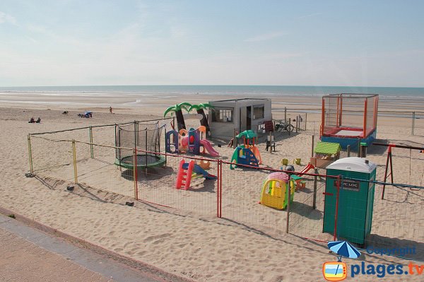 Children's playground in Bray Dunes on the beach