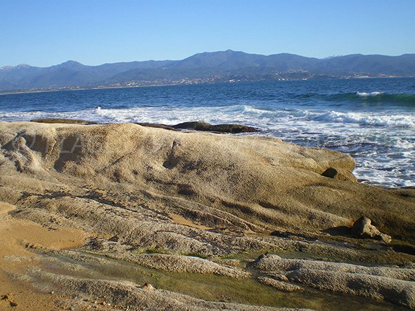 Beach with rocks and sand in Ajaccio - Corsica