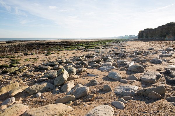 Beach at the confessional cliff at Lion sur Mer