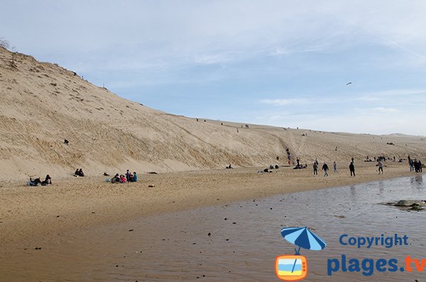 Photo de la plage au pied de la dune de Pilat