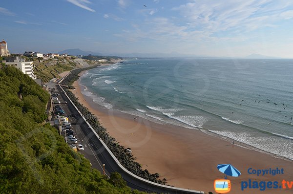 Cote des Basques beach and view on Spanish coast - Biarritz