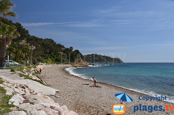 Plage et parking de la plage de la Coudoulière à St Mandrier