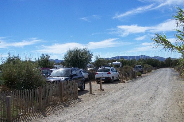 Parking of Coussoules beach in Leucate