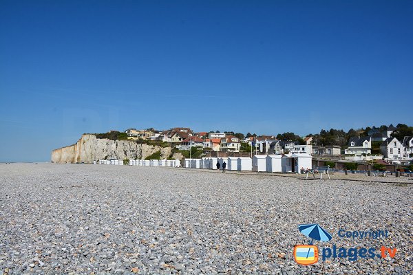 Huts on the Criel sur Mer beach in Normandy