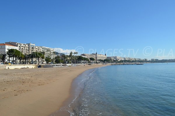 Cannes Croisette beach with the different palaces