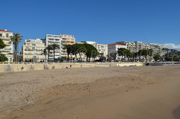 Beach with large public space in winter in Cannes