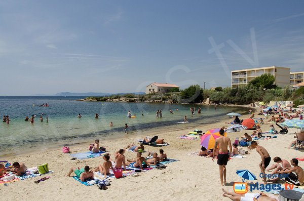Cros beach in Six Fours in summer in France