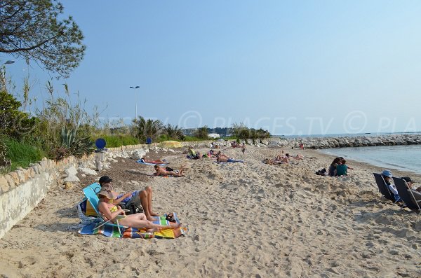 Sand beach in Juan les Pins at the entrance of the Cap of Antibes