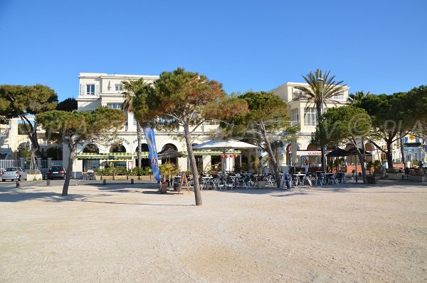 Esplanade with many cafes in La Ciotat in the beach area