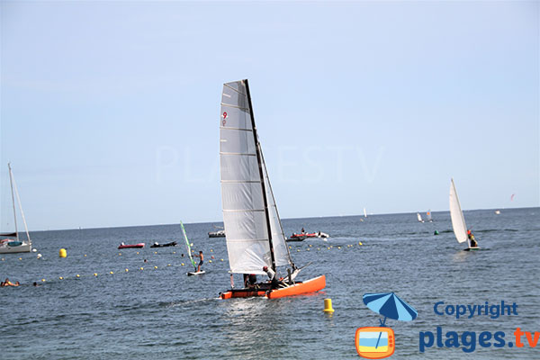 Catamaran glissant sur l'eau