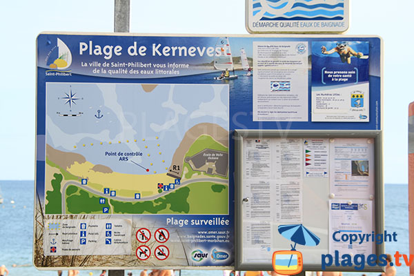 Panneau signalisant les spécificités de la plage