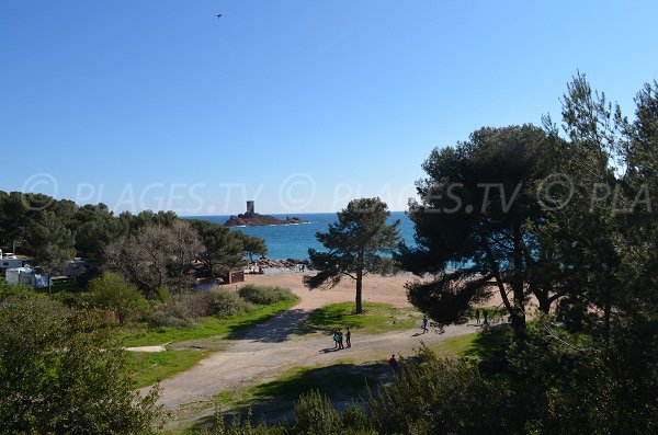 Landing beach of St Raphael - view from parking