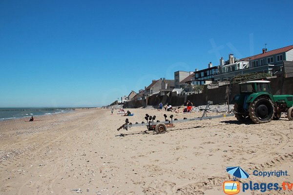 Descenderie beach in Sangatte and view on the seaside