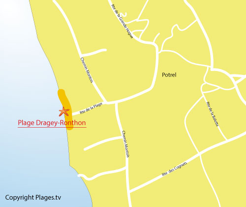 Carte de la plage de Dragey-Ronthon