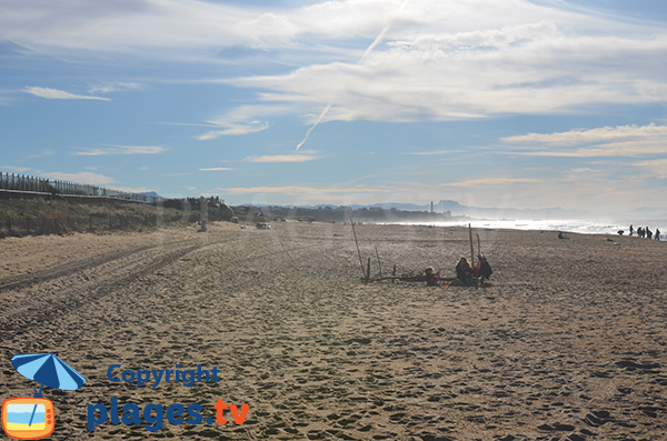 Large beach in Anglet with view on Biarritz