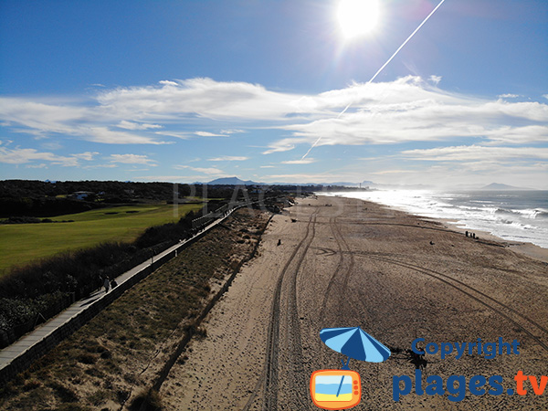 Plage du nord d'Anglet avec vue vers le sud