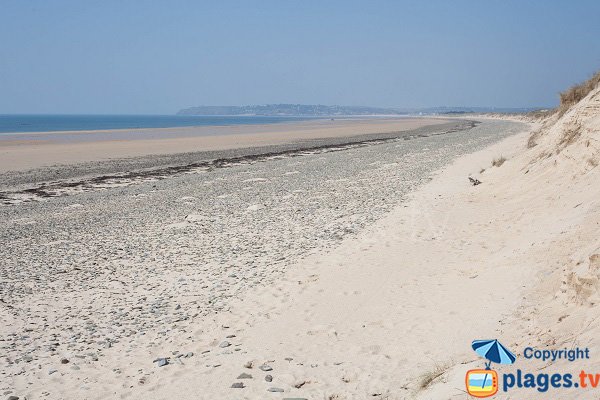 Dunes beach of Portbail and view on  Barneville