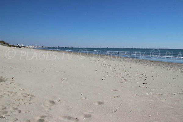 Plage Echirolles de la Grande Motte avec vue sur le port de plaisance