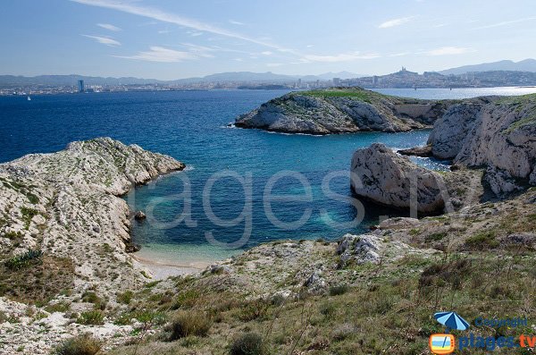 Beach in Eoube calanque in Frioul island