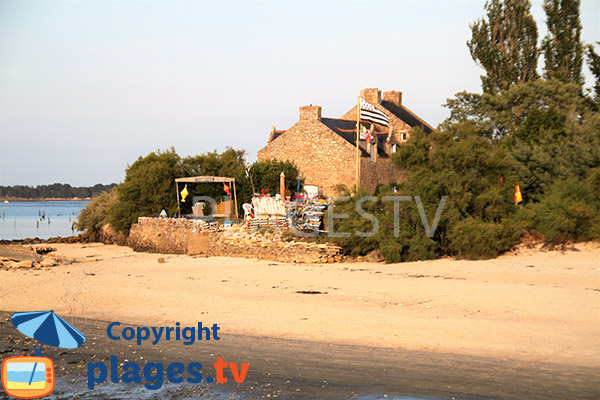 Vue sur la plage de Valy depuis la plage d'Er Hroueg à Locmariaquer