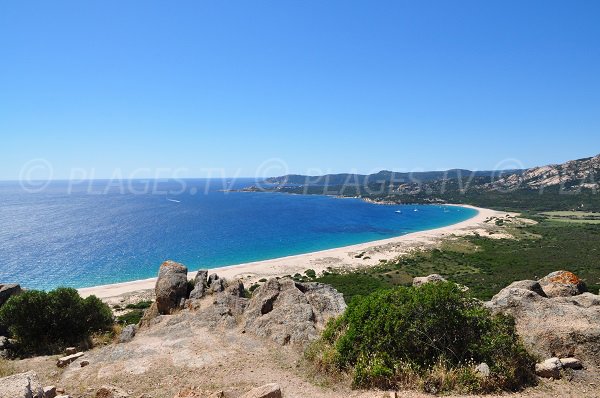 General view of the Erbaju beach in southern Corsica