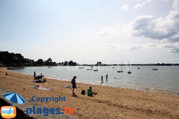 Photo de la plage de la Falaise sur l'ile d'Arz avec vue sur l'ile aux Moines