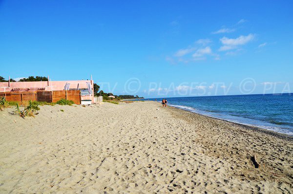 Paillote sur la plage de Figaretto en Corse