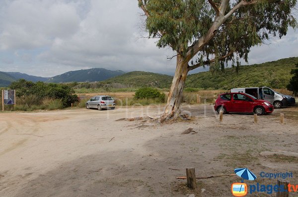 Parking of Furnellu beach in Corsica