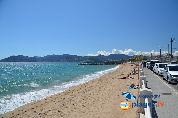 Beach of Cannes La Bocca in France