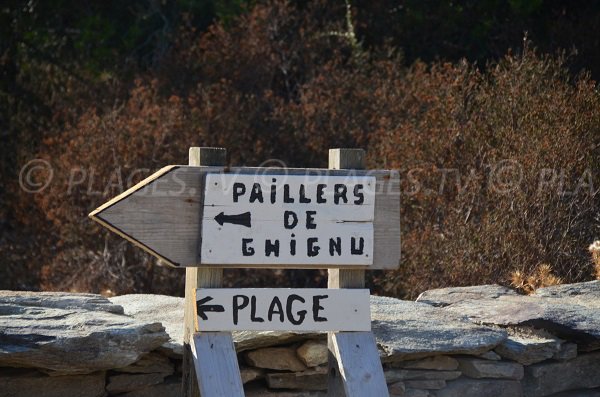 Pannello di accesso alla spiaggia e Paillers Ghignu