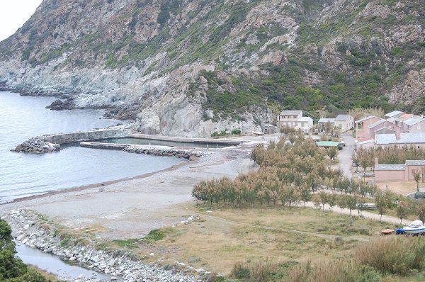 beach, port and marine of Giottani in Corsica