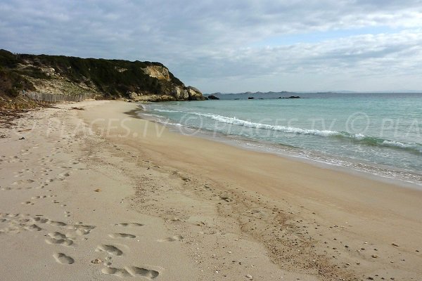 Plage de Sperone en hiver avec vue sur l'ile de Cavallo