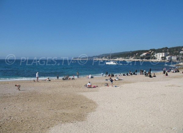 Sand beach in the center of Cassis - France