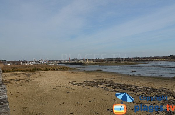 Plage d'Audenge avec vue sur le port