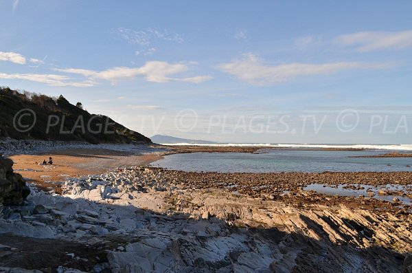 Marée basse sur la plage de la baie des Alcyons de Guéthary