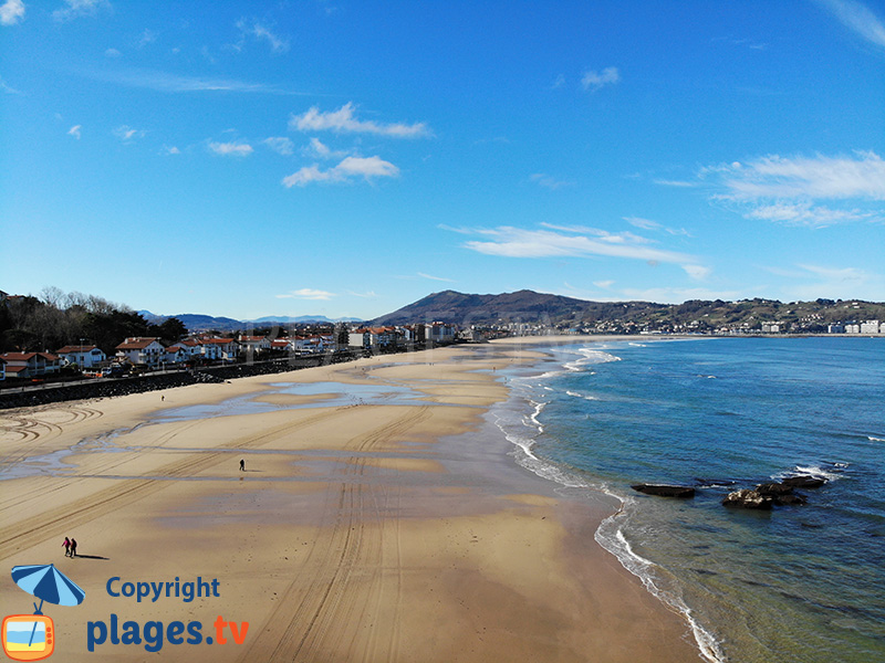 Wide beach of Hendaye in France