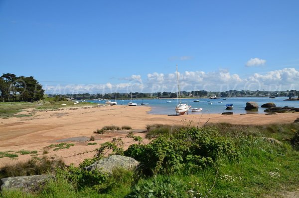 Plage au début de l'île Renote à Trégastel