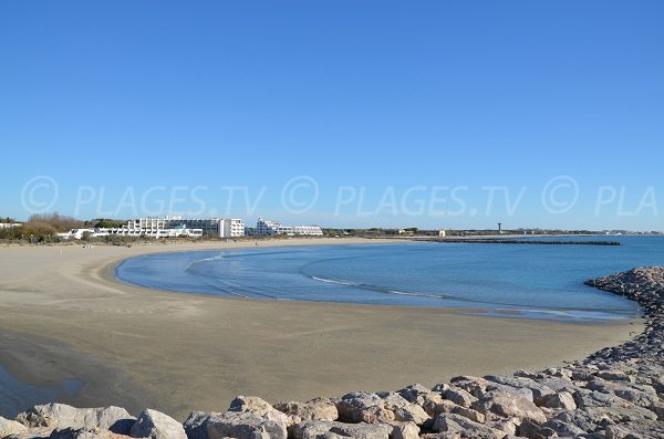 Foto des Strandes Levant in La Grande Motte mit Blick auf Grau du Roi