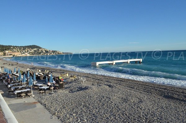 Lido beach in Nice with a restaurant