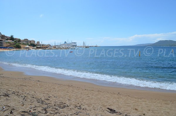 View of the port from the beach of Mancinu in Corsica 
