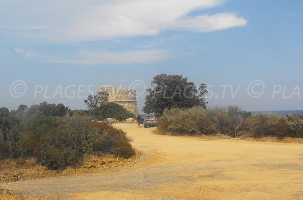 Parking de la plage de Mare e Stagnu en Corse