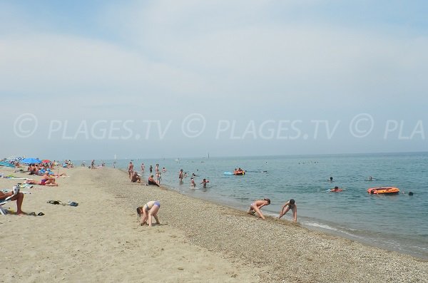 Swimming on the beach of Argelès in south of France