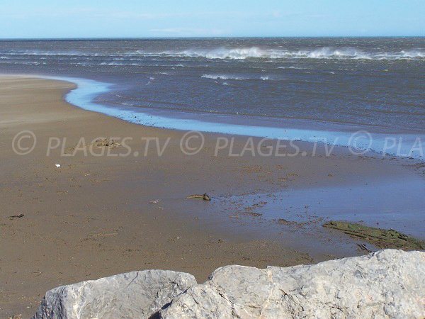 Plage de sable à Gruissan à proximité de l'étang de Mateille