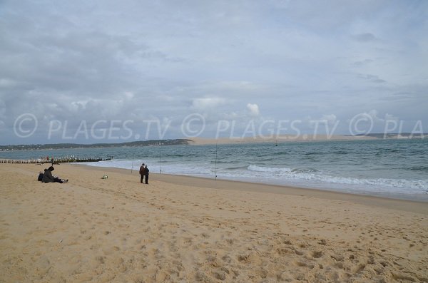 Plage du Cap Ferret avec vue sur la dune de Pilat